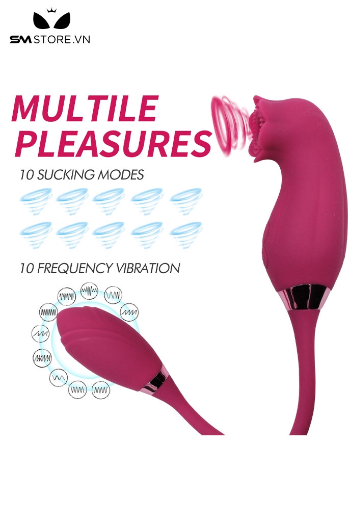 SMT2727 - Trứng rung hút 2 đầu hình bông hoa dài 345mm có 10 chế độ