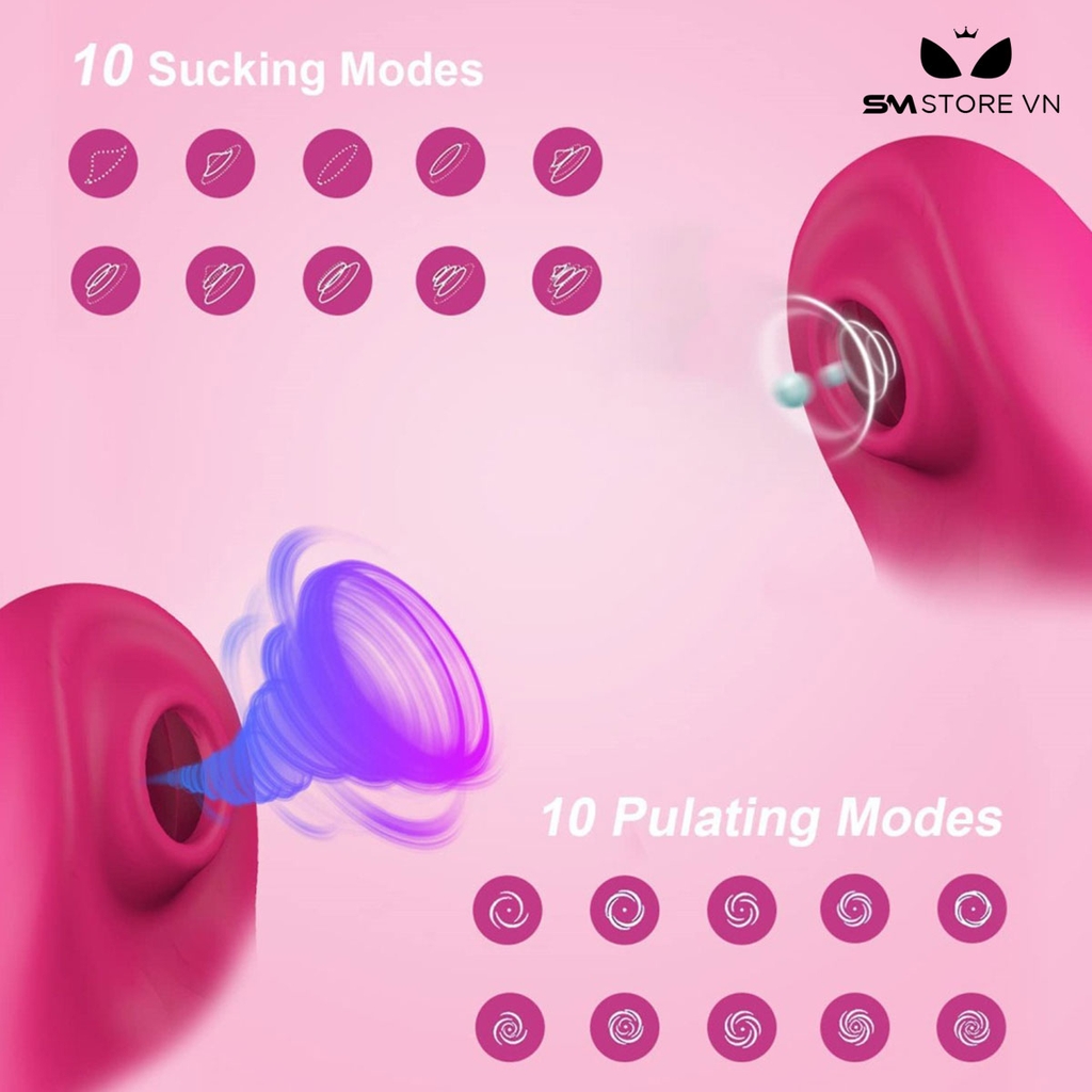 SMT1264 - Dương vật giả silicon rung hút có lưỡi liếm dài 230mm