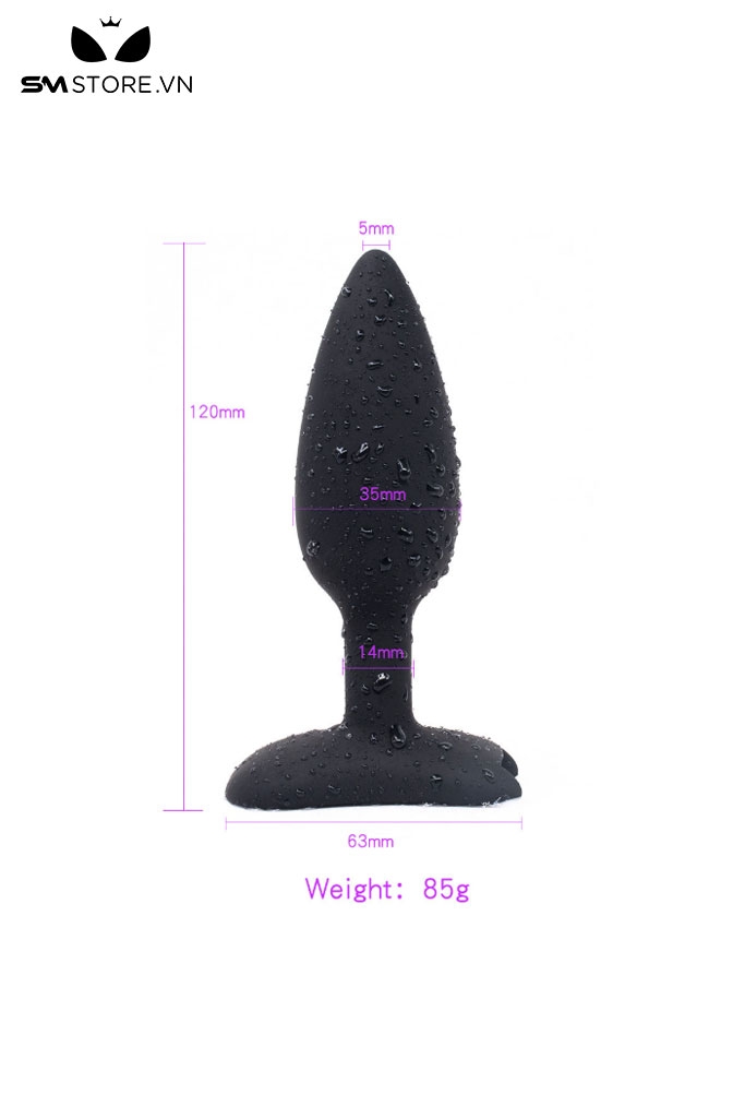 SMT1694 - Butt plug silicon kích điện dài 12cm kèm chế độ sốc điện