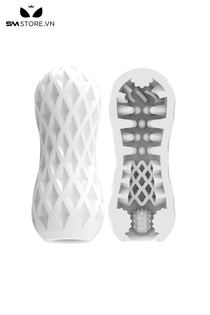 SMT1213 - Cốc thủ dâm anime silicon trắng dài 128mm hình xoắn ốc