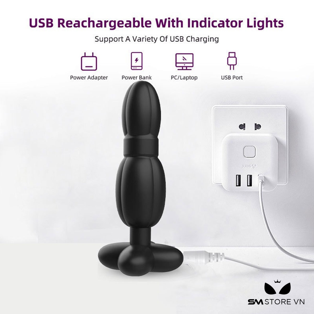 SMT1260 - Butt plug phích cắm hậu môn silicon có hoa dài 132mm
