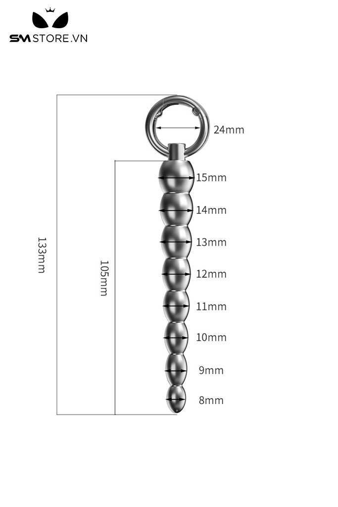 SMT2204 - Thanh niệu đạo inox cao cấp dài 13.3cm dạng chuỗi hạt