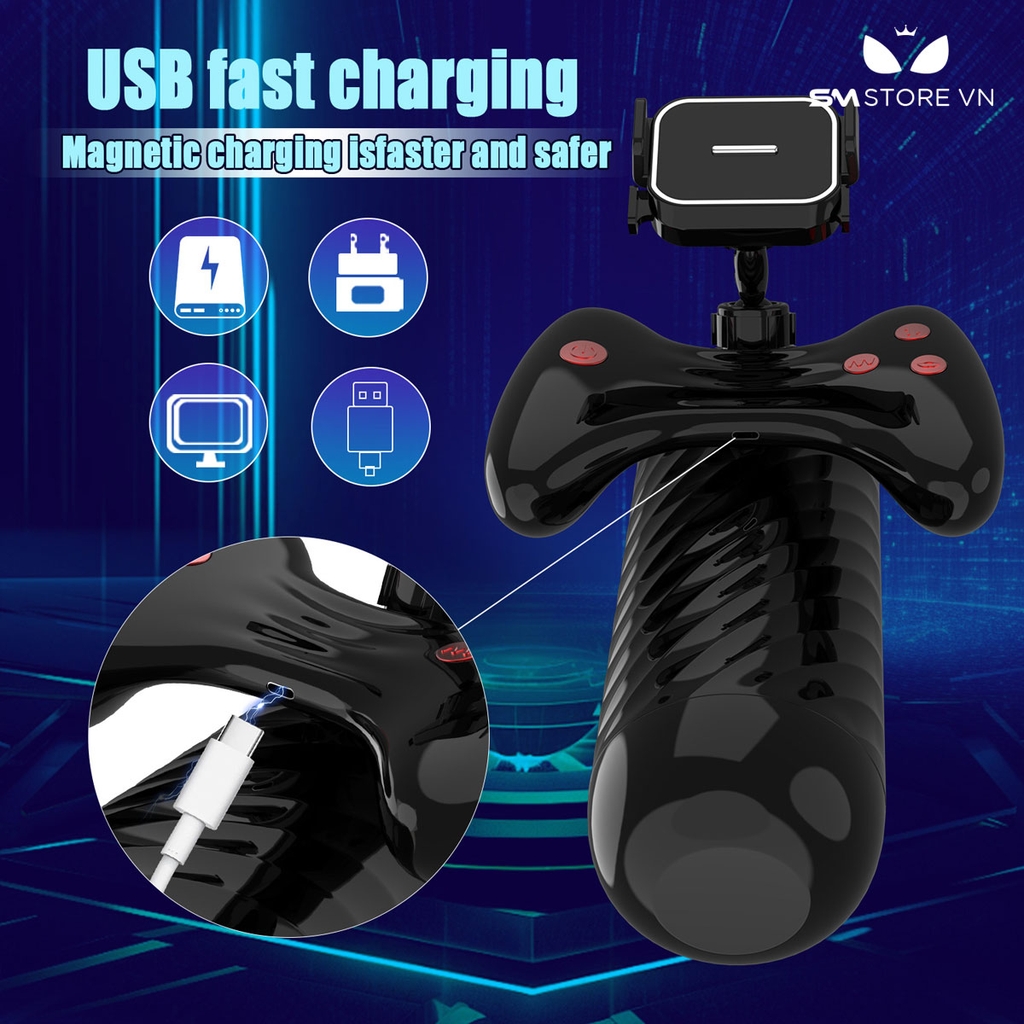 SMT2720 - Cốc thủ dâm tự đông rung hút có chỗ gắn điện thoại