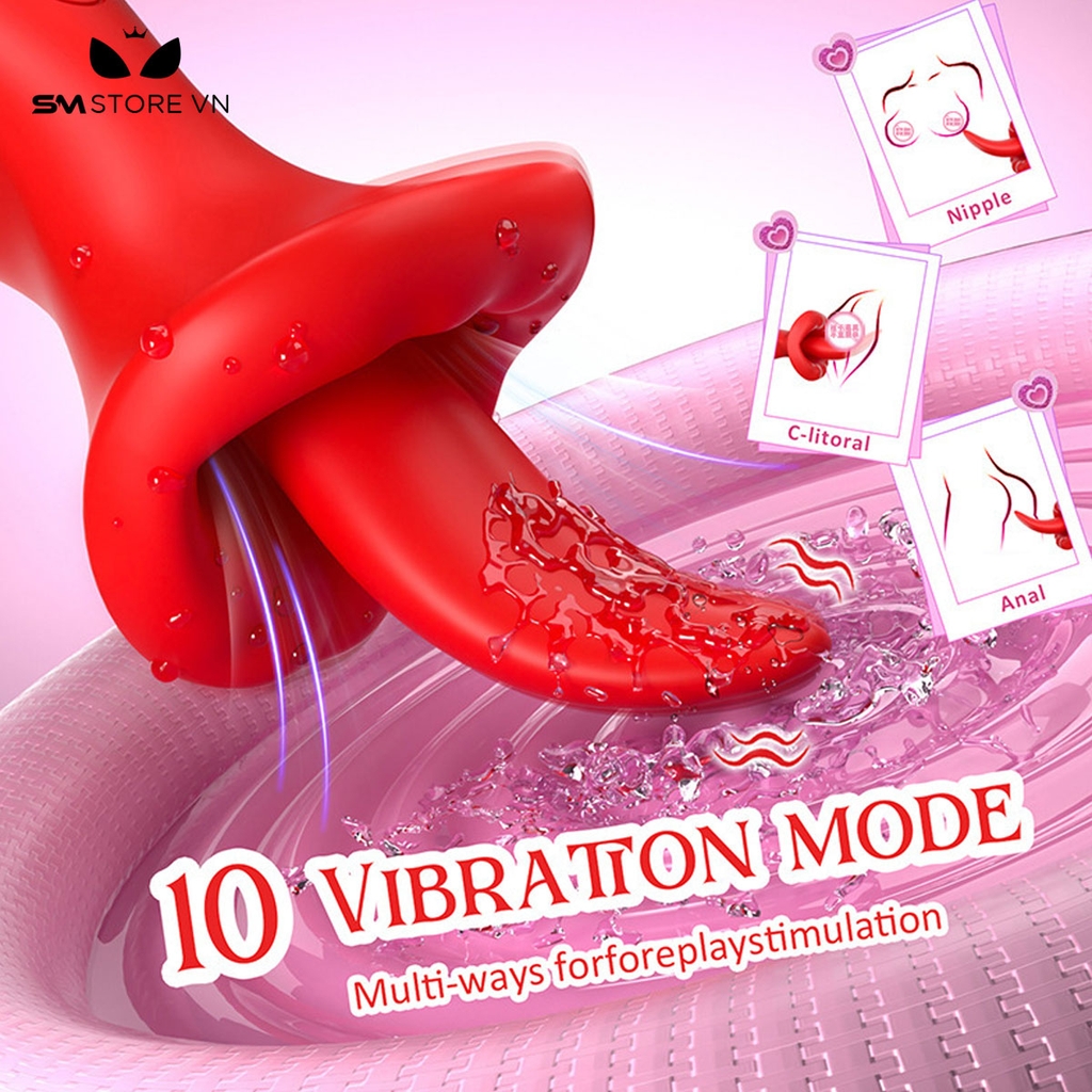 SMT1631 - Lưỡi rung silicon liếm hút có 10 tần số dài 16cm sạc điện