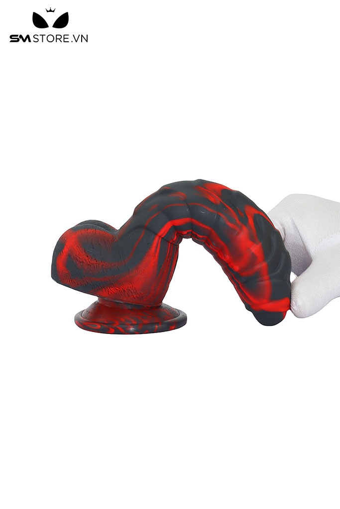 SMT1346 - Dương vật giả silicon màu đỏ đen siêu mềm uốn cong