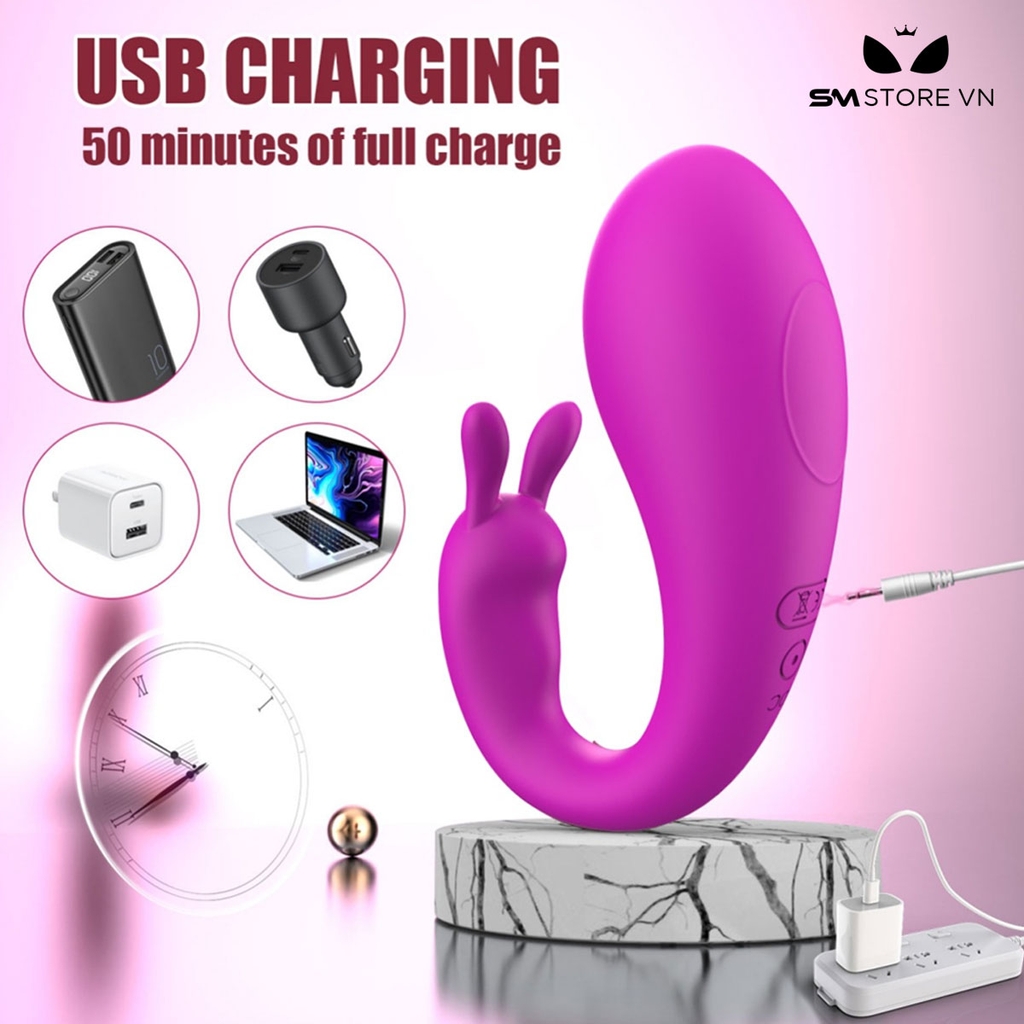 SMT2612 - Trứng rung 2 đầu tai thỏ có 9 chế độ điều khiển qua APP