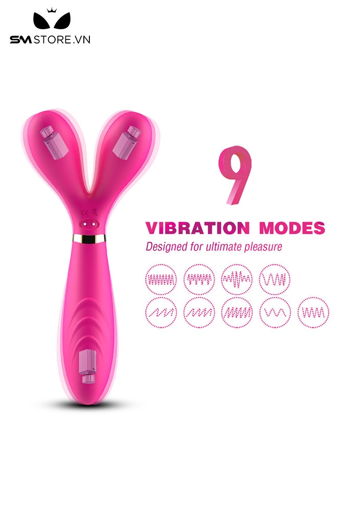 SMT2346 - Máy rung 3 nhánh 2 đầu dài 193mm có 9 tần số sạc điện