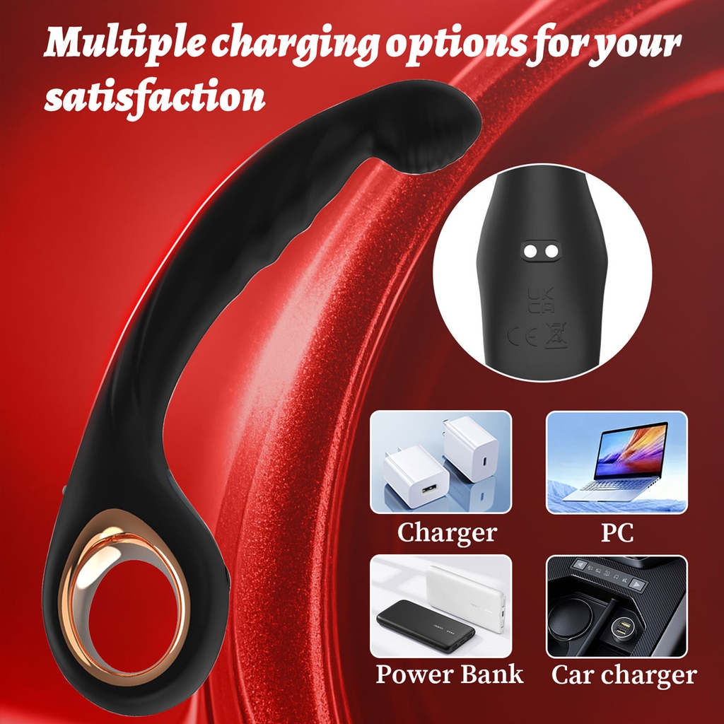 SMT2837 - Máy rung đầu dương vật silicon với thanh cong có 9 chế độ