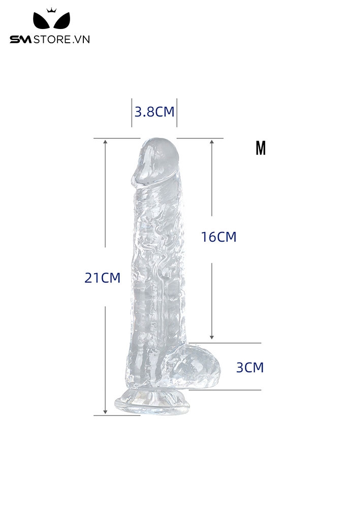 SMT487 - Dương vật giả silicon trắng trong suốt 7 size có độ bám dính
