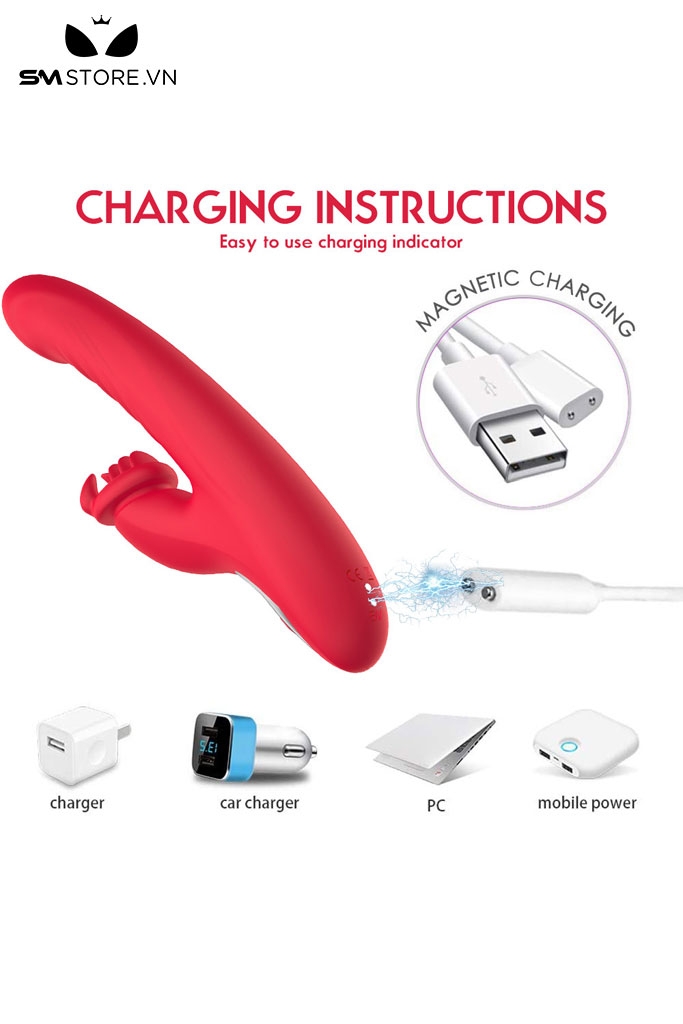 SMT2740 - Máy rung tai thỏ có 10 chế độ sạc điện dài 261mm