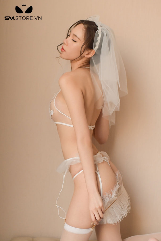 SMS780 - Cosplay cô dâu với áo hoa văn và quần kèm đai kẹp vớ
