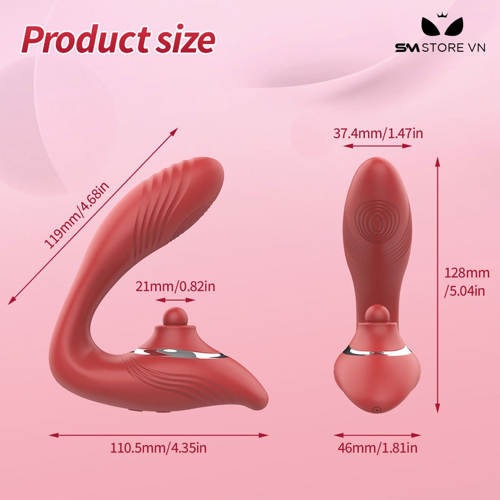 SMT2015 - Máy rung hạt xoay silicon có 9 tần số sạc điện dài 12.8cm