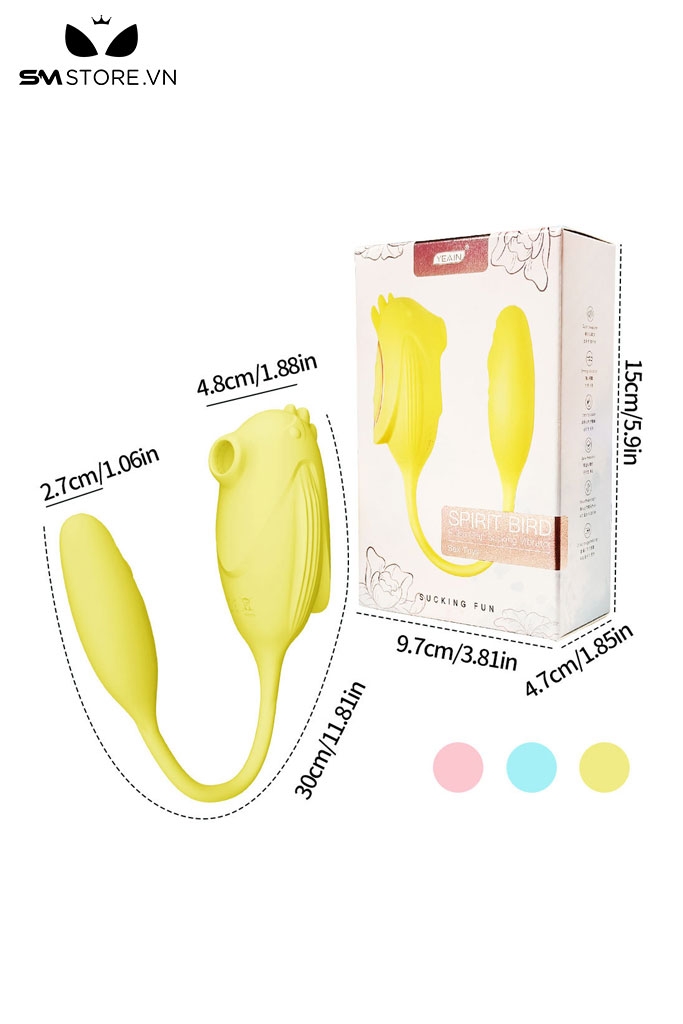 SMT1696 - Trứng rung silicon 2 đầu có 10 chế độ hút dài 31cm
