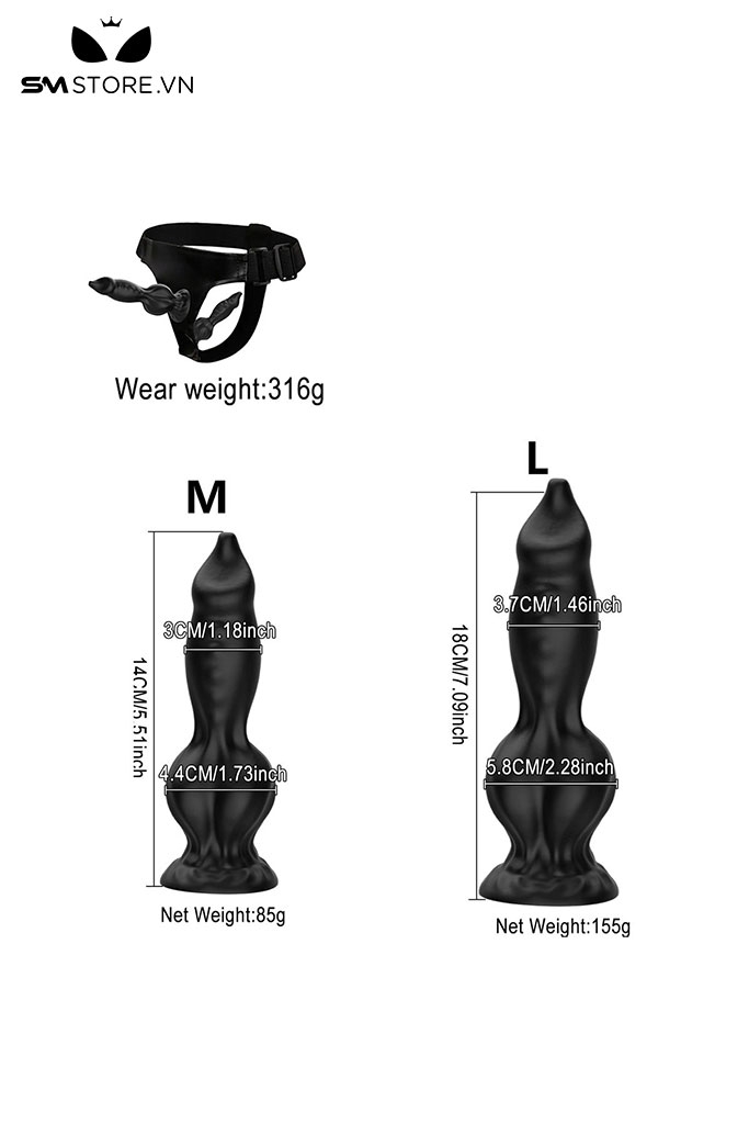 SMT1254 - Dương vật giả dài 14 và 18cm dành cho les 2 đầu liền quần