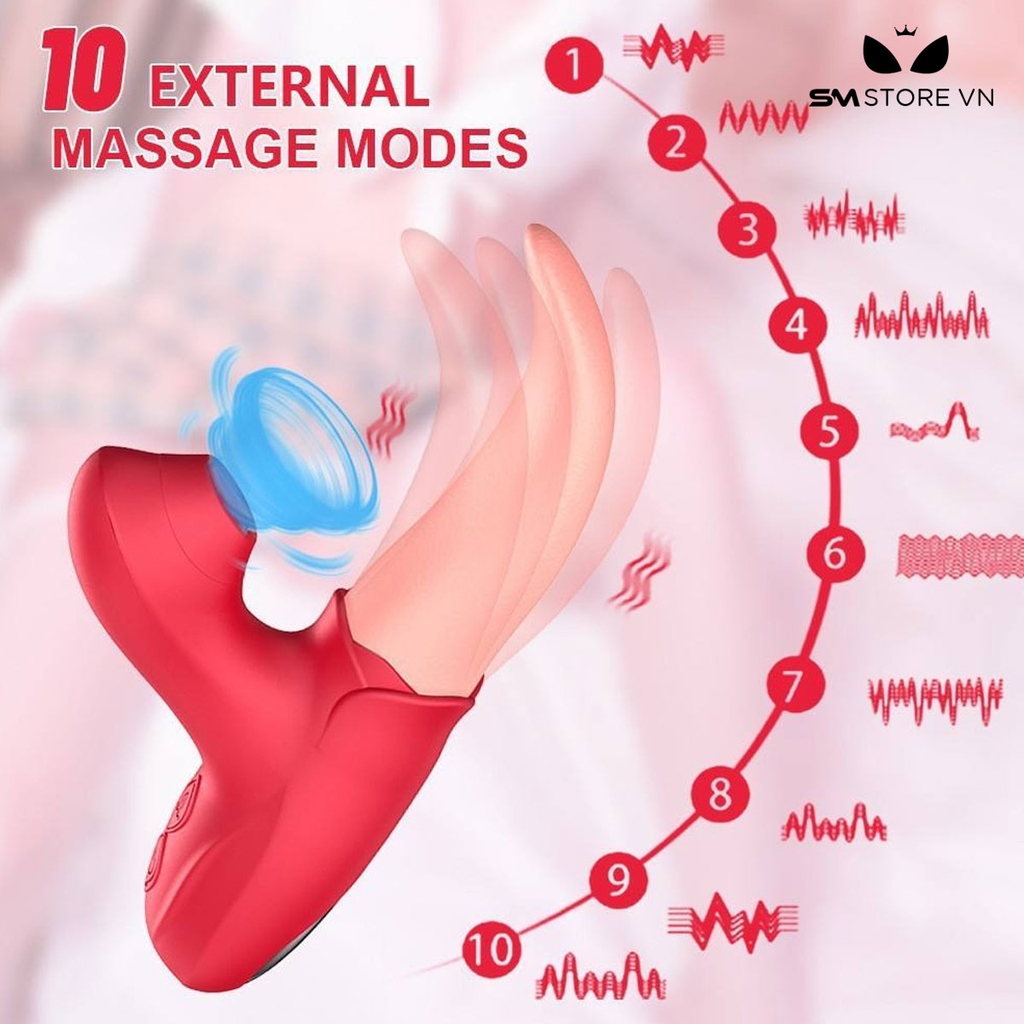 SMT2778 - Lưỡi rung hút silicon có 10 tần số sạc điện dài 17cm