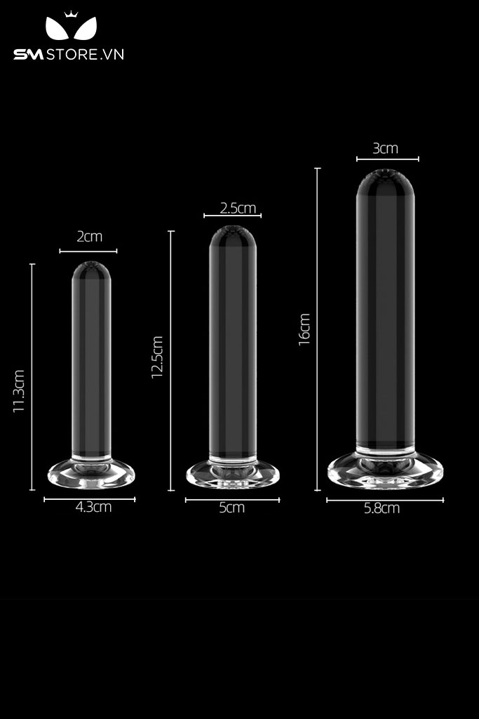 SMT2423 - Dương vật giả với đầu tròn silicon mềm dẻo có 3 kích cỡ