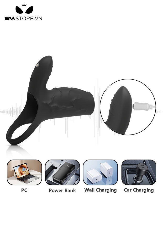 SMT2342 - Vòng đeo nửa dương vật silicon có 10 tần số rung