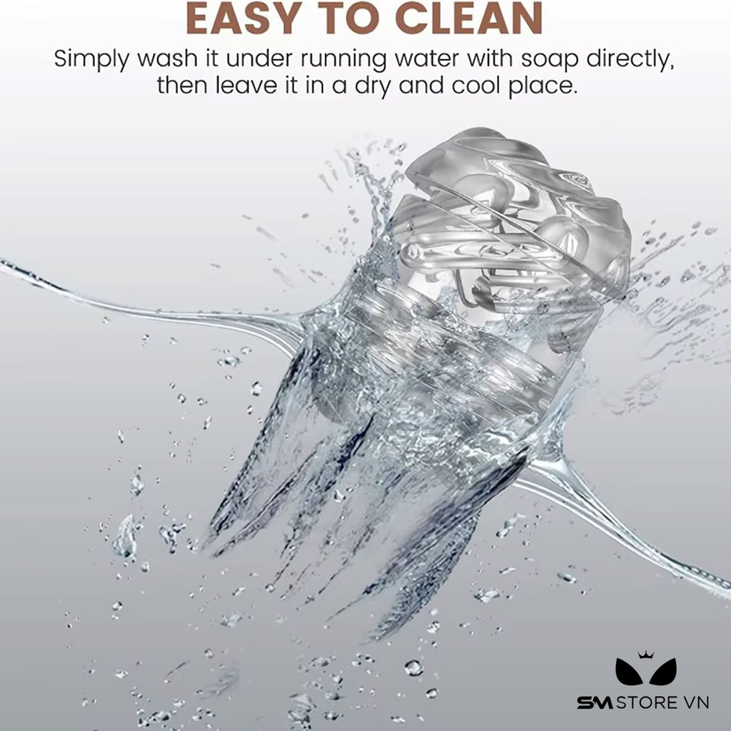 SMT1788 - Cốc thủ dâm hai đầu pha lê silicon trong suốt dài 4.5cm