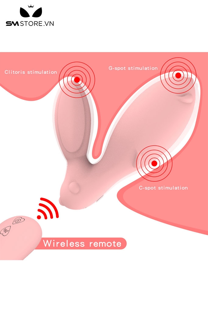 SMT2732 - Trứng rung 2 đầu hình con thỏ điều khiển từ xa dài 112mm