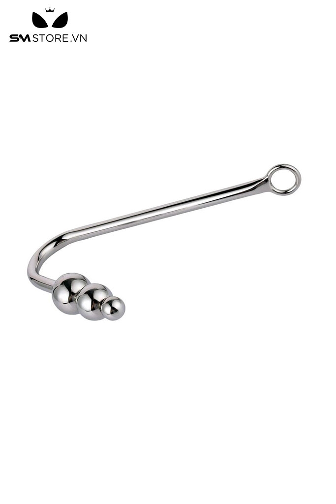 SMT449 - Anal hook  gắn 3 bi chất liệu kim loại dài 368mm màu trắng