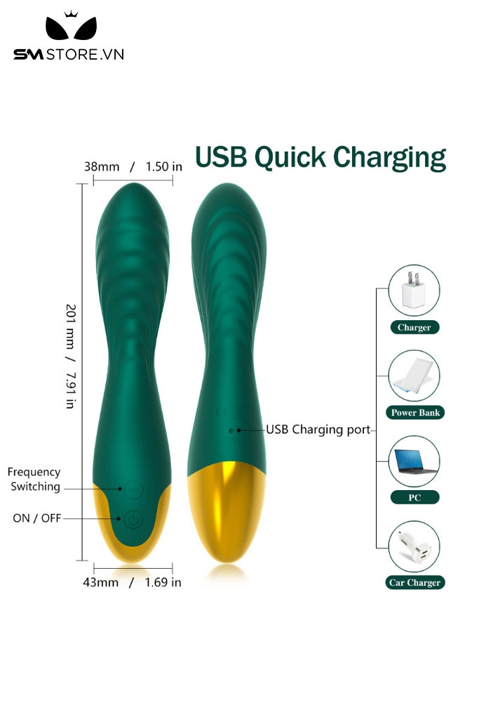 SMT2751 - Máy rung âm vật dạng thanh silicon có 10 chế độ dài 201mm