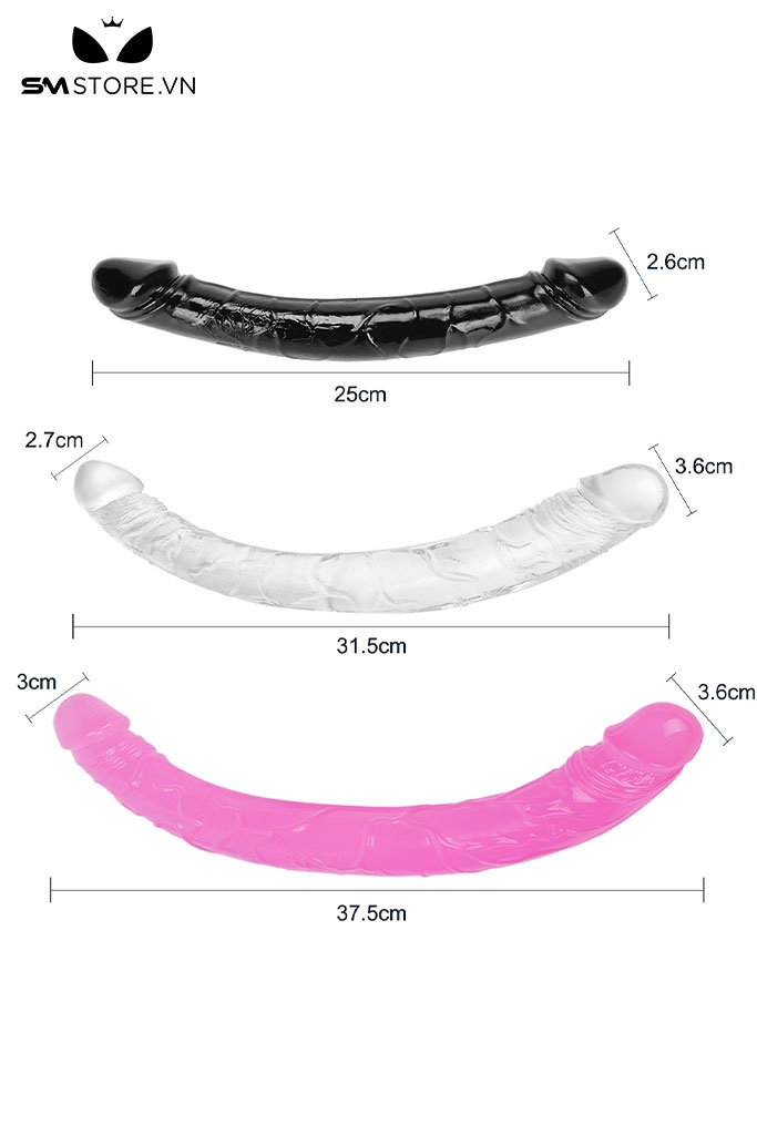 SMT120 - Dương vật giả 2 đầu silicon với 3 màu dài 21, 31, 37cm