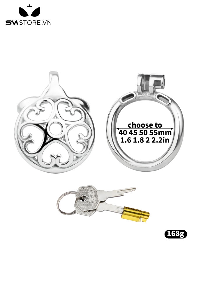 SMT2648 - Khóa dương vật nắp lồi inox hình trái tim thoáng khí