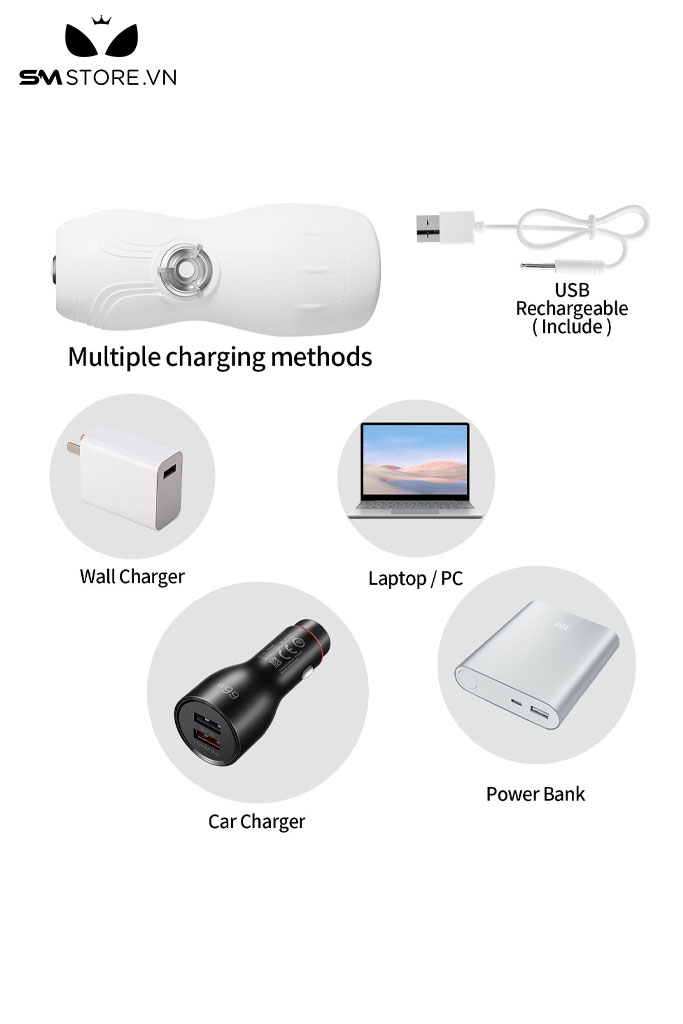 SMT2808 - Cốc thủ dâm silicon có rung 10 chế độ sạc điện dài 20cm