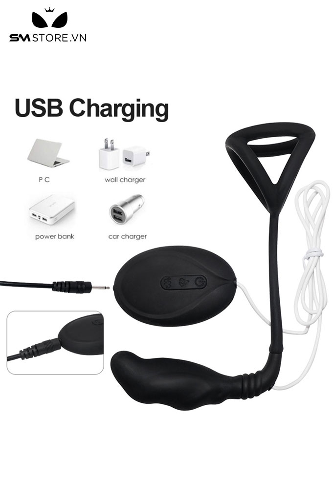 SMT2915 - Vòng đeo dương vật mix kèm máy rung hậu môn dài 128mm