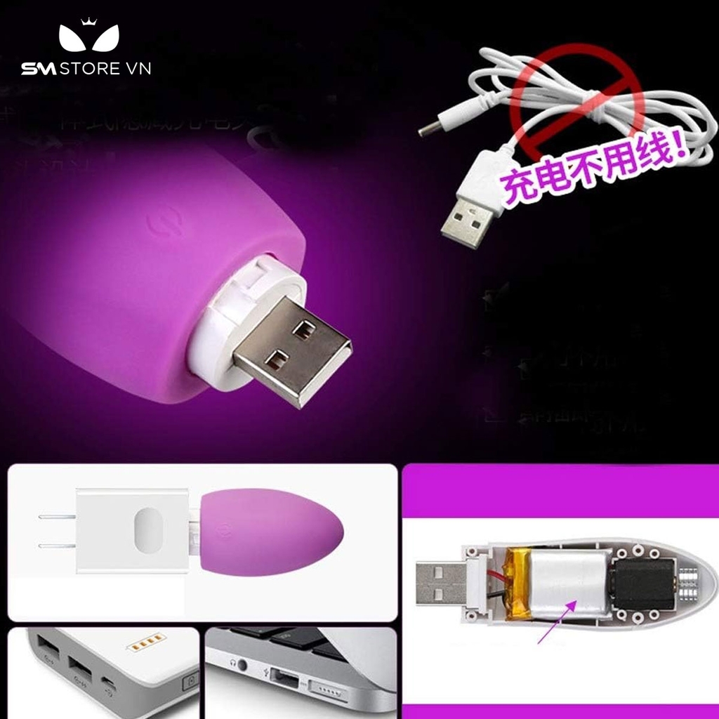 SMT1916 - Trứng rung đuôi cá sạc điện điều khiển từ xa dài 16.5cm