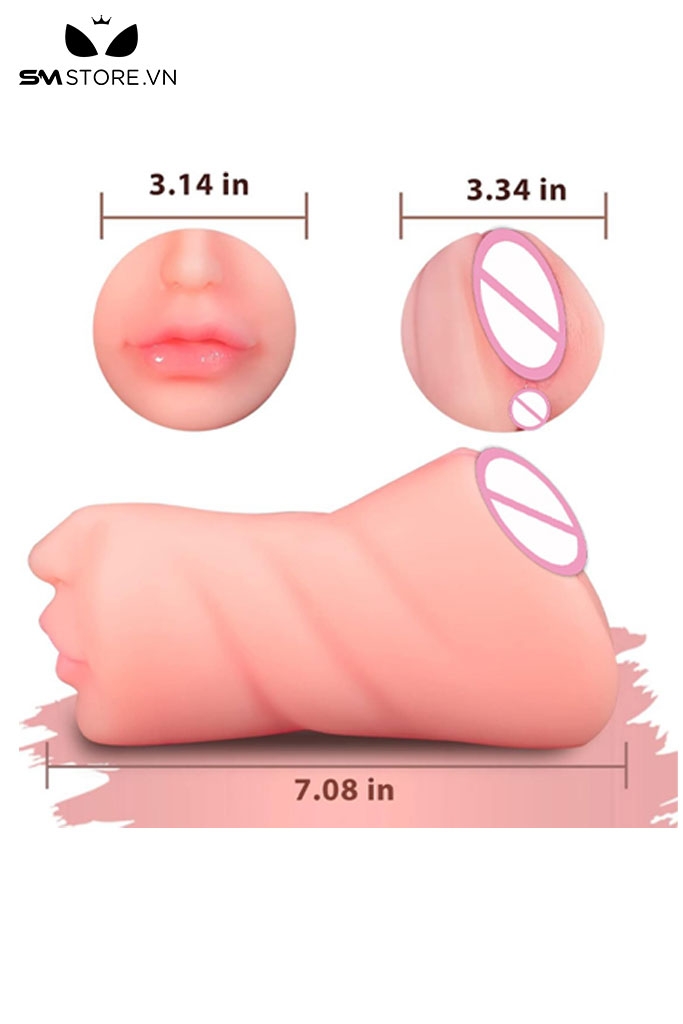 SMT2566 - Miệng mix kèm âm đạo giả silicon 2 đầu dài 19cm