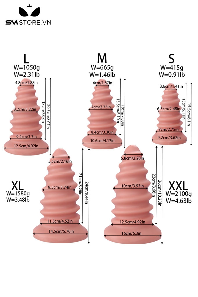SMT2849 - Anal huge xoắn ốc lớn dễ xoay silicon có 5 size