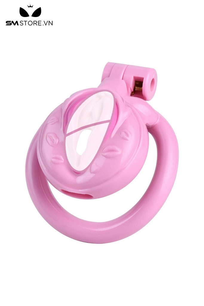 SMT2964 - Khóa dương vật mặt dẹt hình âm đạo giả kèm 4 vòng