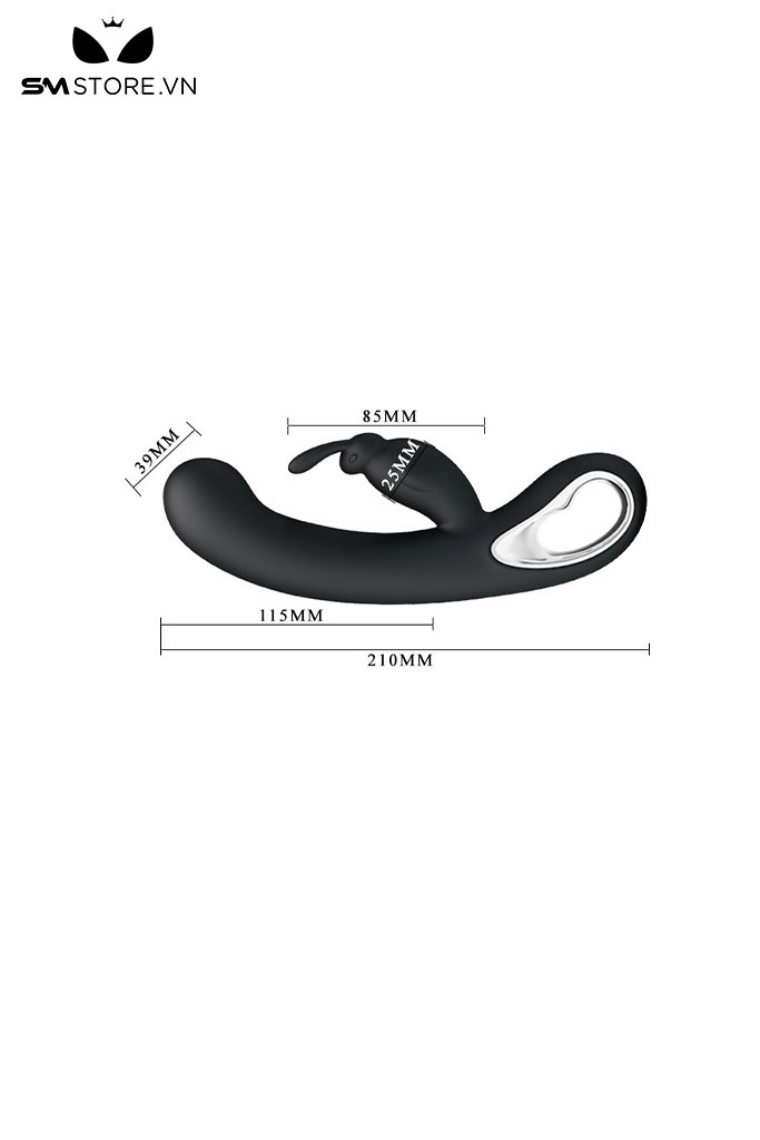 SMT977 - Máy rung 2 đầu với tai thỏ và dương vật silicon dài 210mm