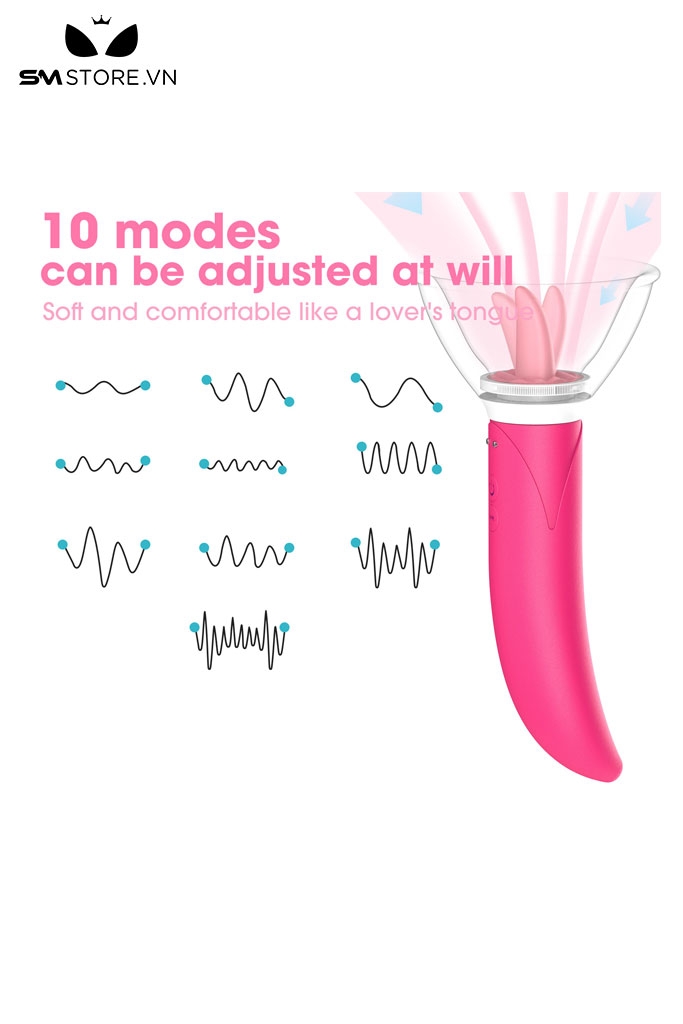 SMT2228 - Máy rung silicon hình lưỡi có 10 chế độ sạc điện chống nước