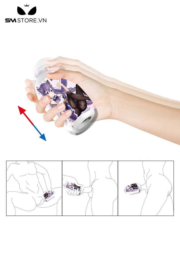 SMT1111 - Cốc thủ dâm anime mini silicon có nhiều đường vân dài 12cm