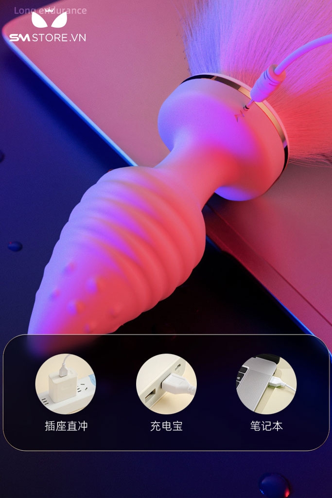 SMT1028 - Butt plug xoắn ốc gắn đuôi điều khiển từ xa qua APP
