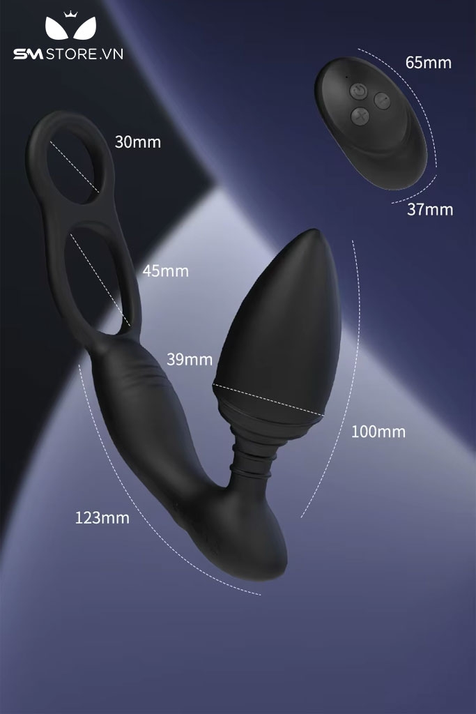 SMT2955 - Máy rung hậu môn trơn kèm vòng đeo dương vật silicon