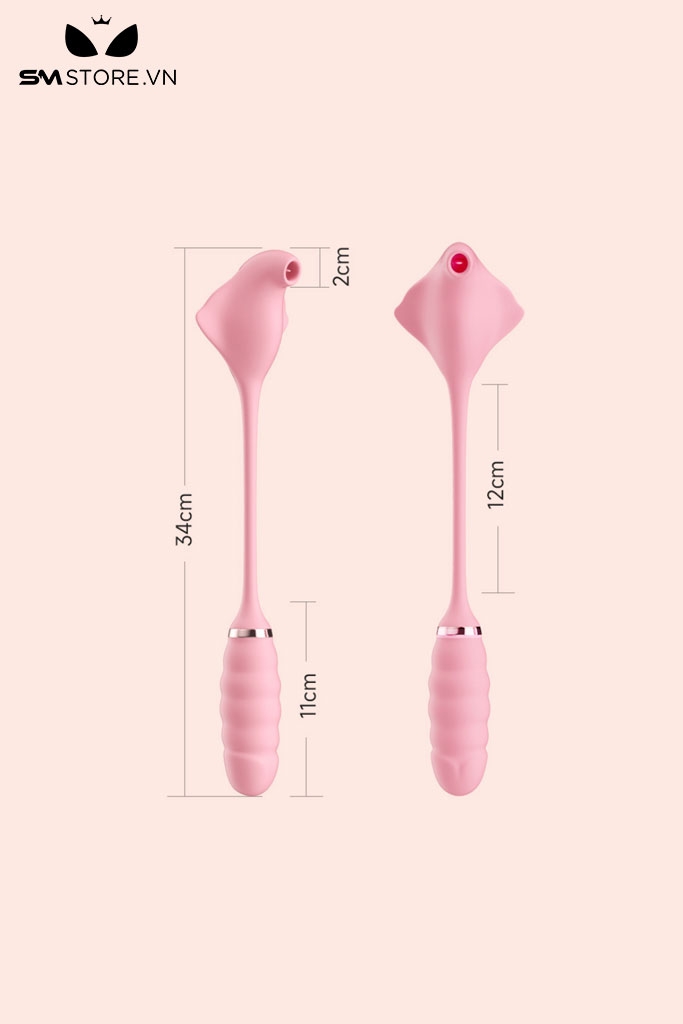 SMT1032 - Máy rung 2 đầu silicon rung thụt và hút liếm dài 34cm