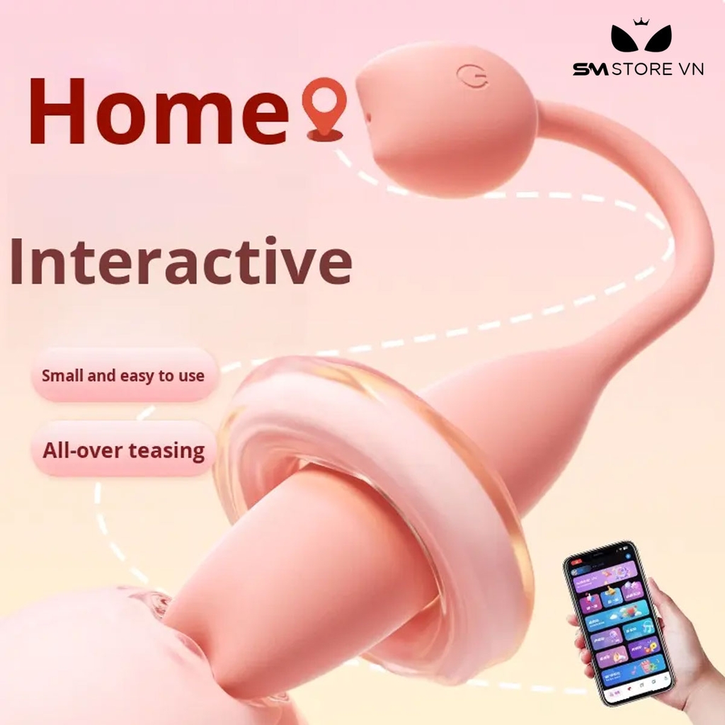 SMT1663 - Trứng rung 2 đầu điều khiển qua APP dùng sạc dài 76.3mm