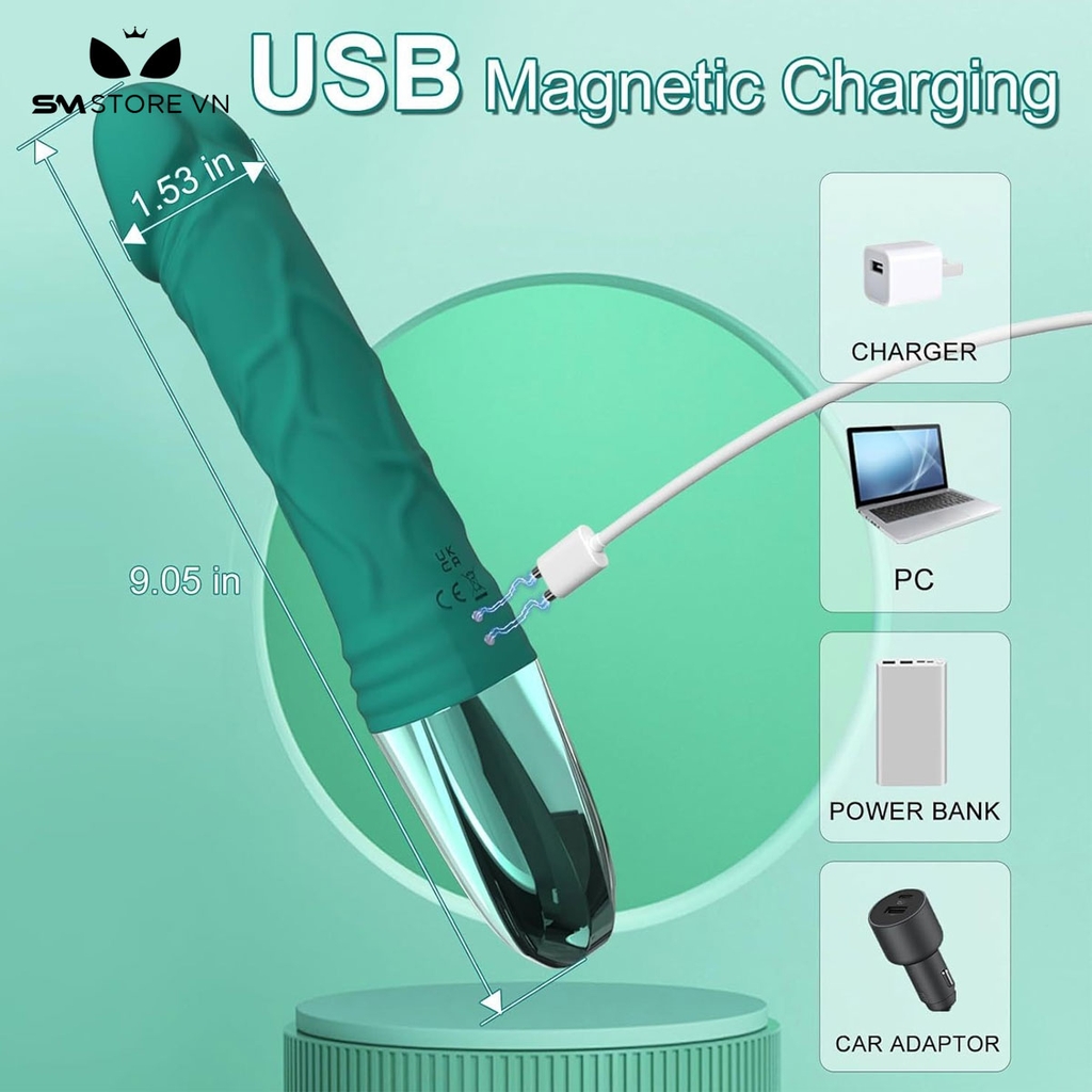 SMT1325 - Dương vật giả rung silicon mềm mại sạc USB dài 24cm
