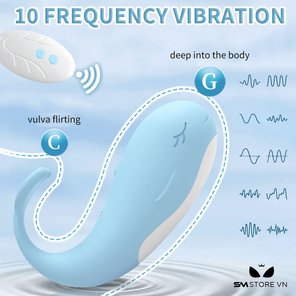 SMT1046 - Trứng rung cá voi silicon điều khiển qua APP có 10 chế độ