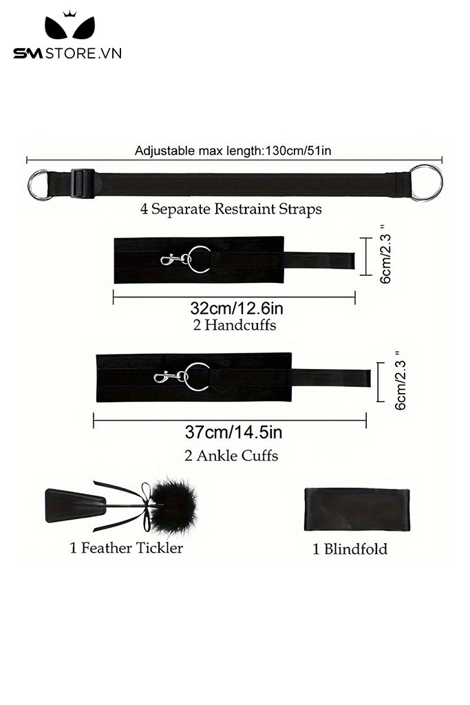 SMT1194 - Set đồ cố định tư thế trói tay chân trên giường có 5 món