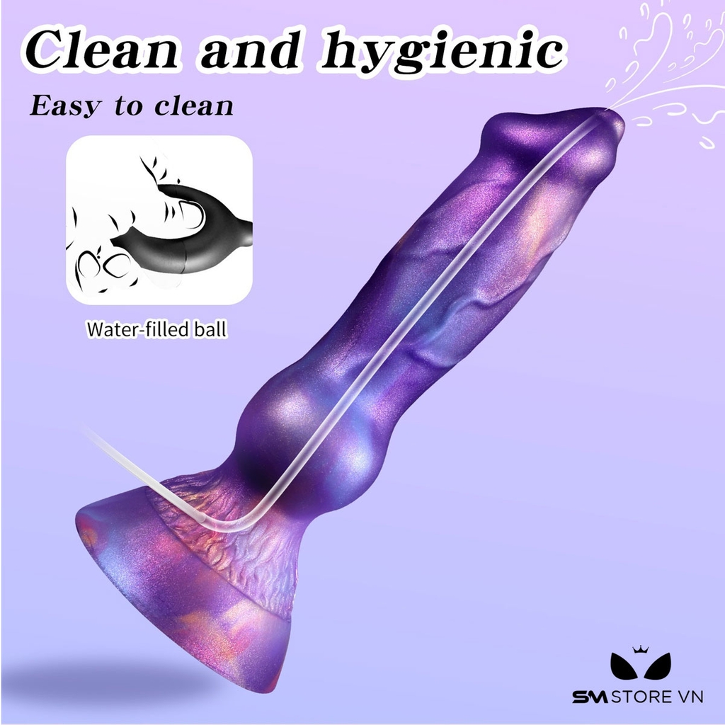 SMT2382 - Dương vật giả silicon mềm bắn tinh màu tím có 2 kích cỡ