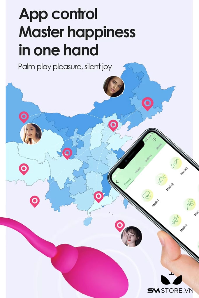 SMT2064 - Trứng rung con tinh trùng điều khiển qua APP sạc điện