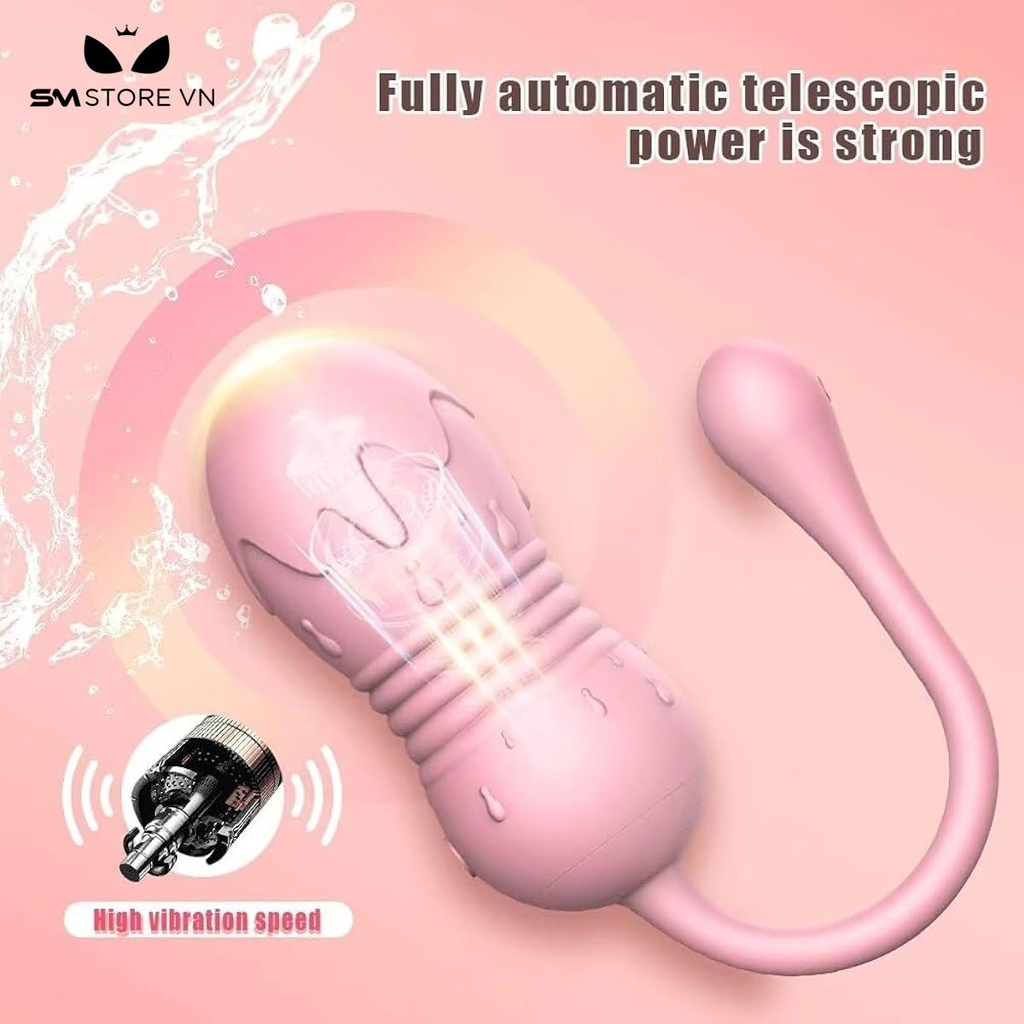 SMT526 - Trứng rung silicon điều khiển từ xa màu hồng dài 19.3cm