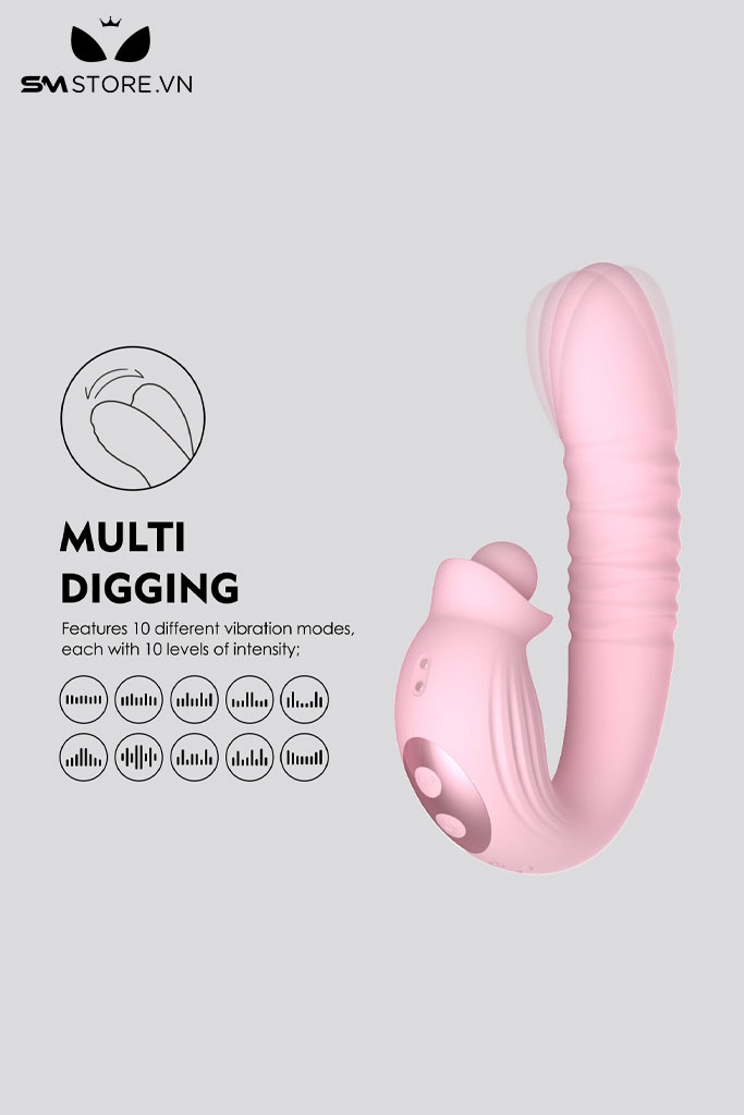 SMT1673 - Máy rung hút thụt 2 đầu với 10 chế độ xoay 360 độ