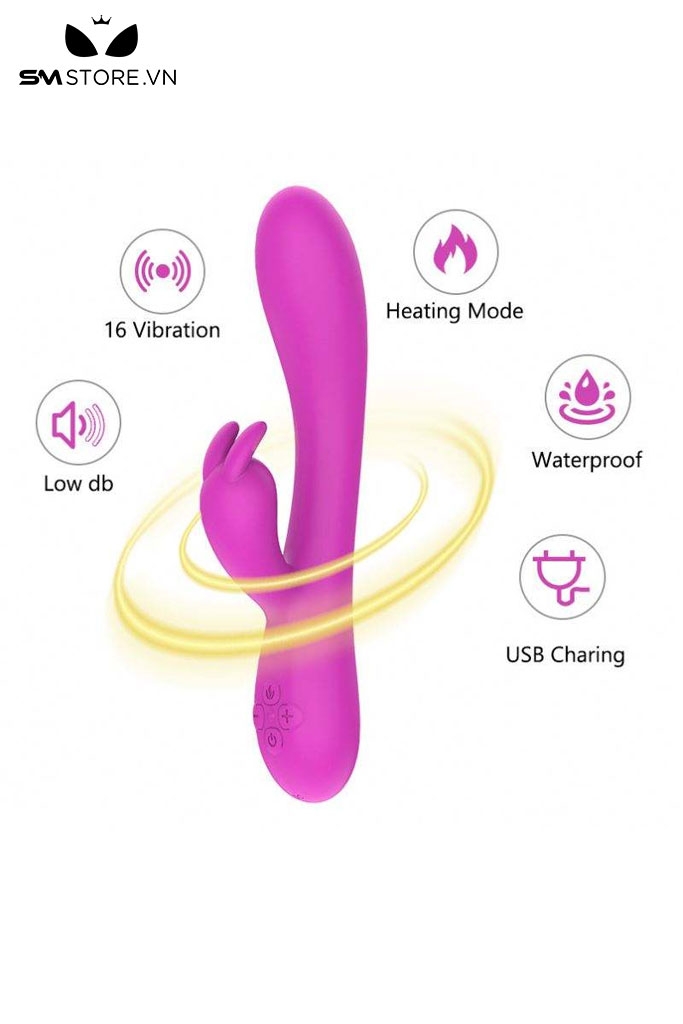 SMT1150 - Máy rung tai thỏ silicon sưởi ấm có 16 chế độ dài 25cm