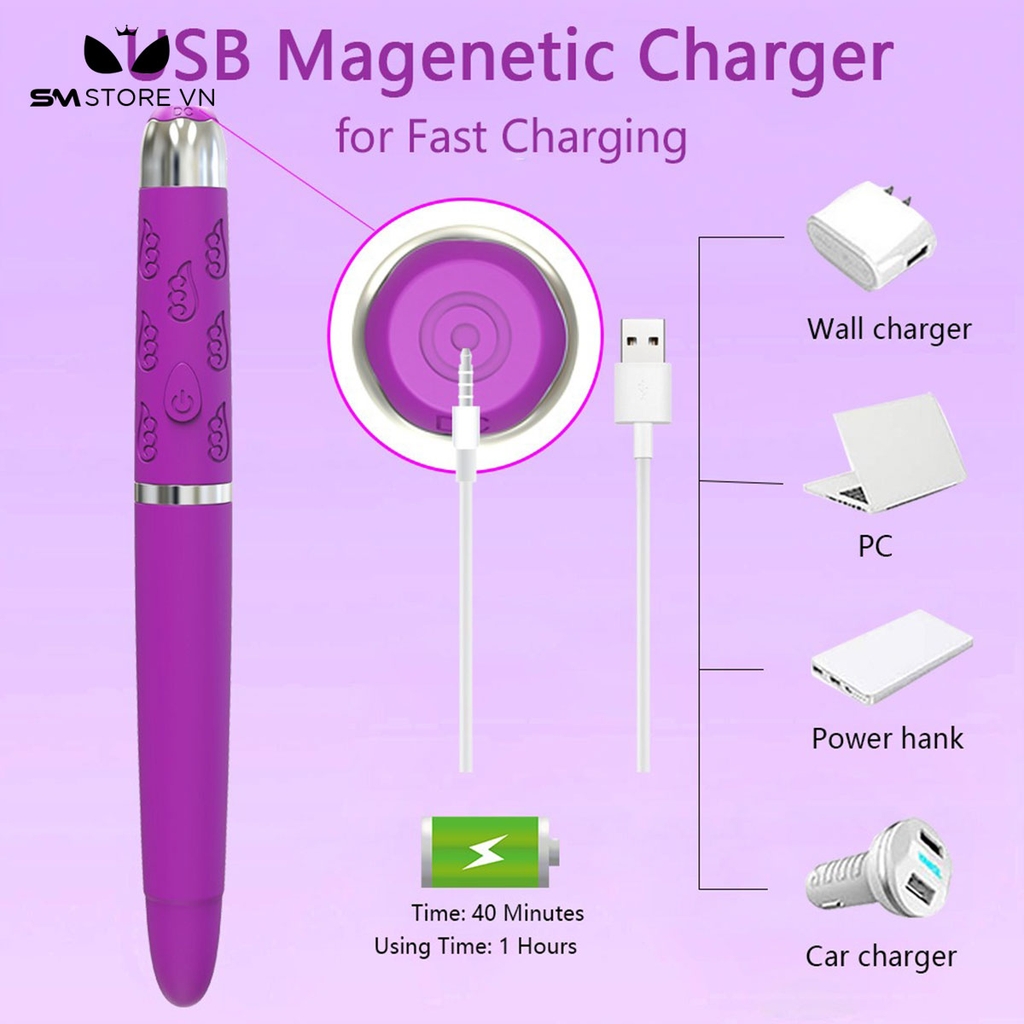SMT1133 - Bút kích điện có 10 chế độ rung có thể uốn cong dùng sạc
