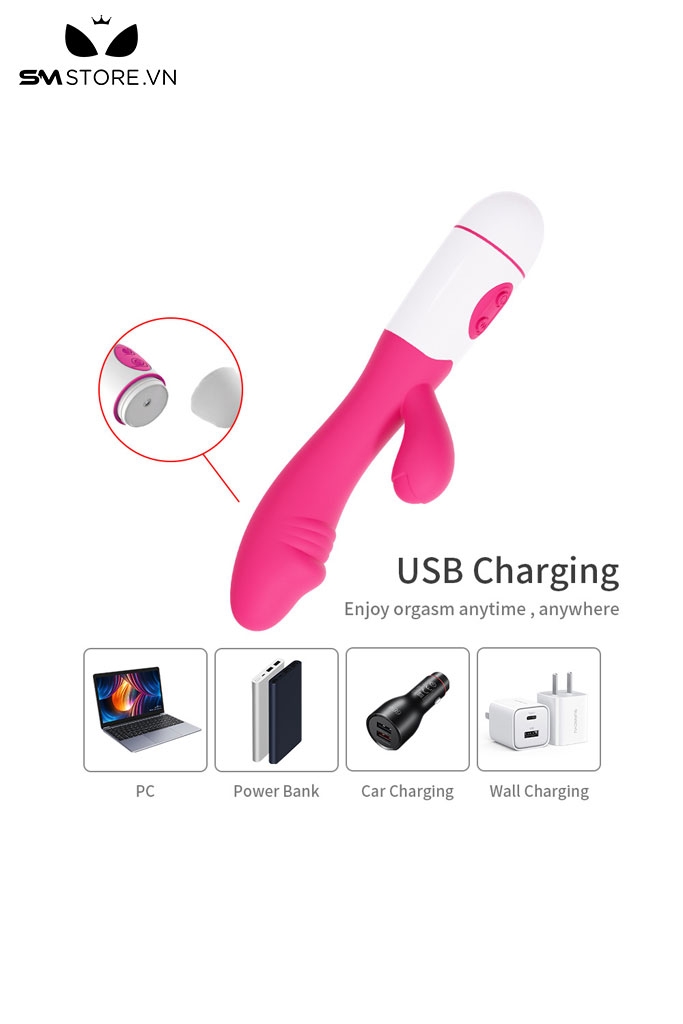 SMT3111 - Dương vật giả rung có nhánh phụ có 10 chế độ sạc điện